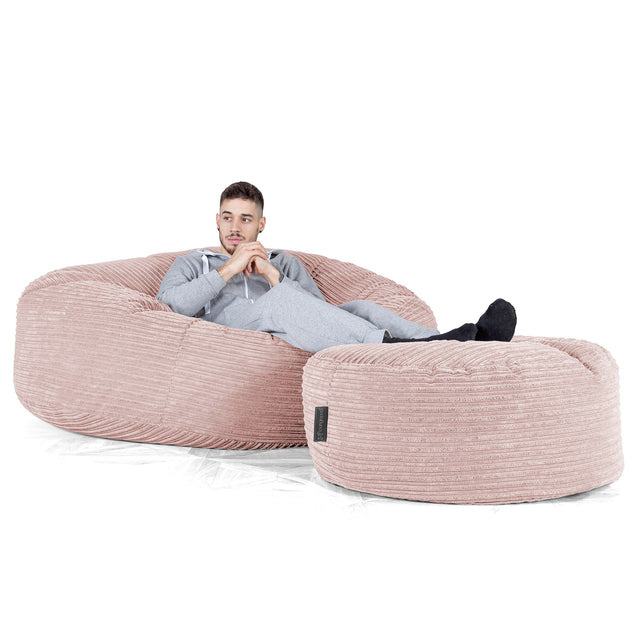 Mega-Mammoet Zitzak Bank - Corduroy Blozen Roze 02