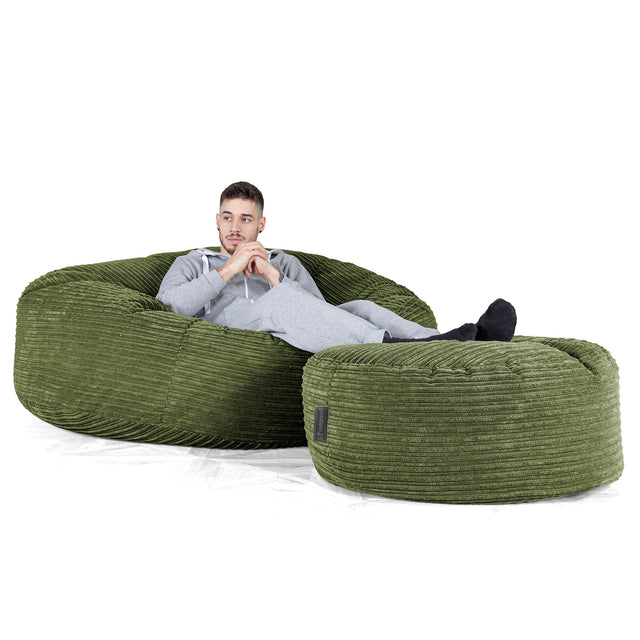 Mega-Mammoet Zitzak Bank - Corduroy Bosgroen 02