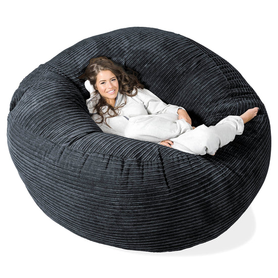 Mega-Mammoet Zitzak Bank - Corduroy Zwart 01