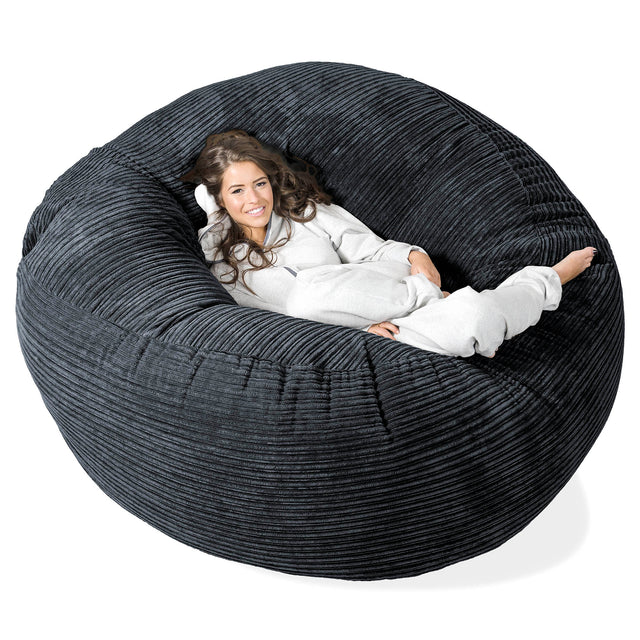 Mega-Mammoet Zitzak Bank - Corduroy Zwart 01