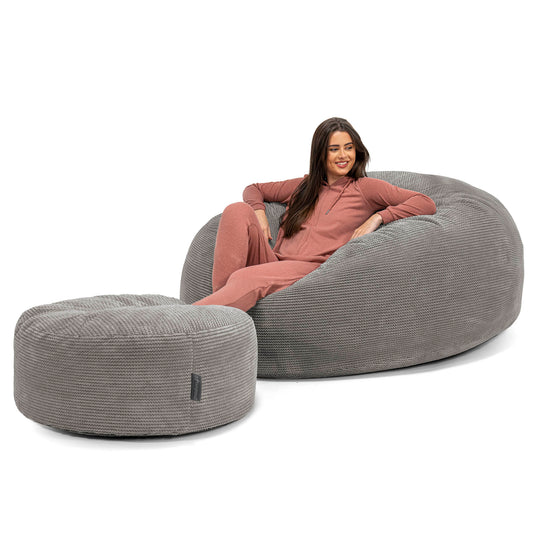 Mega-Mammoet Zitzak Bank - Pompom Antraciet 02