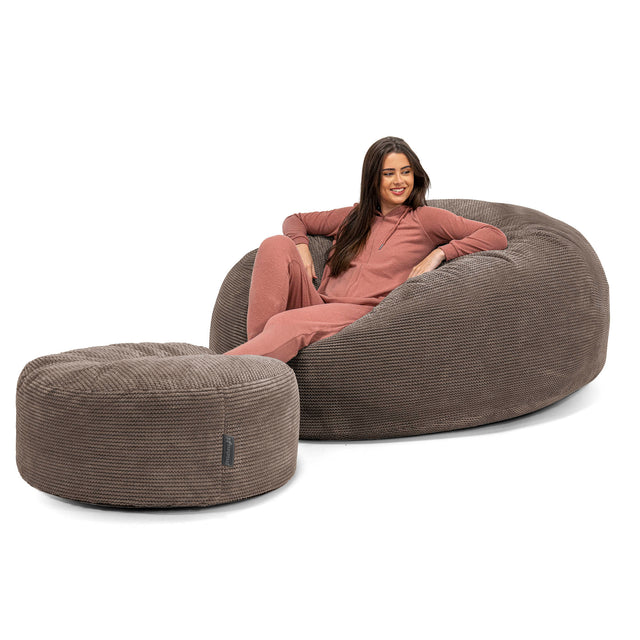 Mega-Mammoet Zitzak Bank - Pompom Chocolade 02