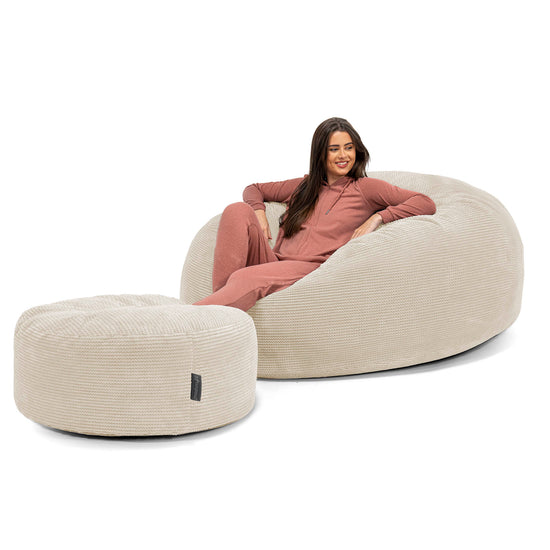 Mega-Mammoet Zitzak Bank - Pompom Crème 02