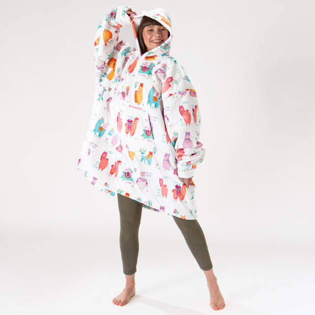 Oversized Hoodie-deken Sweatshirt voor Volwassenen - Minky Lama 01