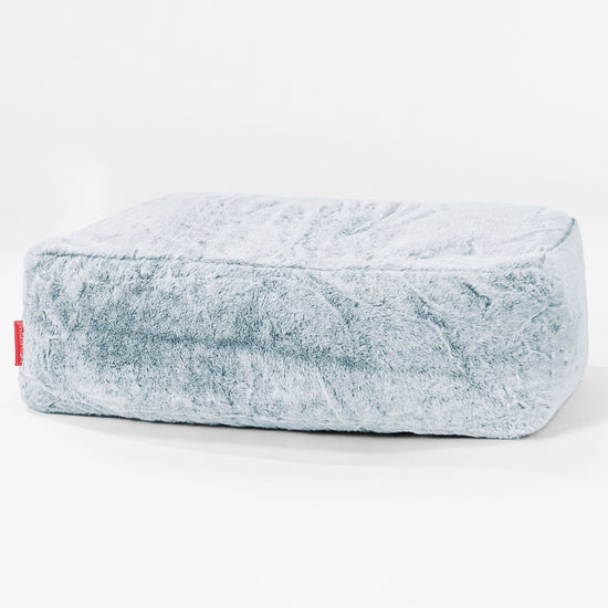 Rechthoekig Voetenbank Poef - Nepkonijnenbont Stoffig Blauw 01