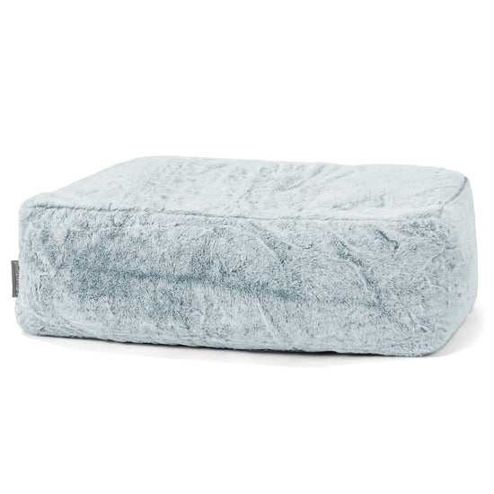 Rechthoekig Voetenbank Poef - Nepkonijnenbont Stoffig Blauw 01