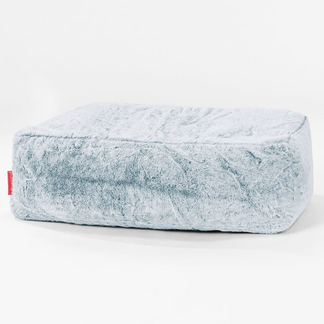 Rechthoekig Voetenbank Poef - Nepkonijnenbont Stoffig Blauw 01