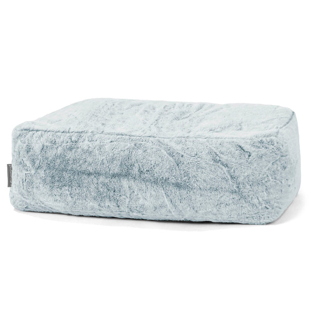 Rechthoekig Voetenbank Poef - Nepkonijnenbont Stoffig Blauw 01