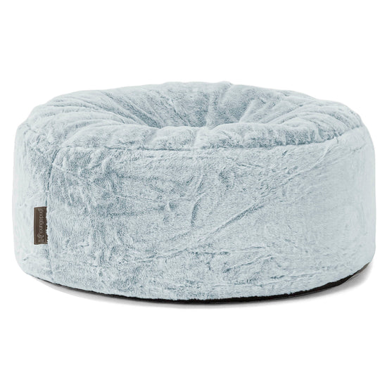 Ronde Poef - Nepkonijnenbont Stoffig Blauw 01