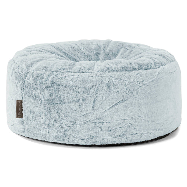 Ronde Poef - Nepkonijnenbont Stoffig Blauw 01