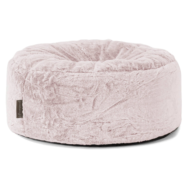 Ronde Poef - Nepkonijnenbont Stoffig Roze 01