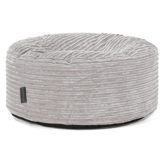 Ronde Poef - Corduroy Aluminium Zilver 01