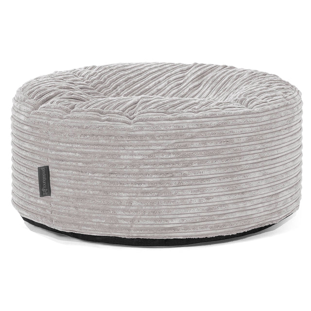 Ronde Poef - Corduroy Aluminium Zilver 01