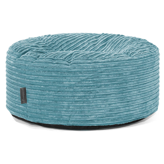 Ronde Poef - Corduroy Petrol 01