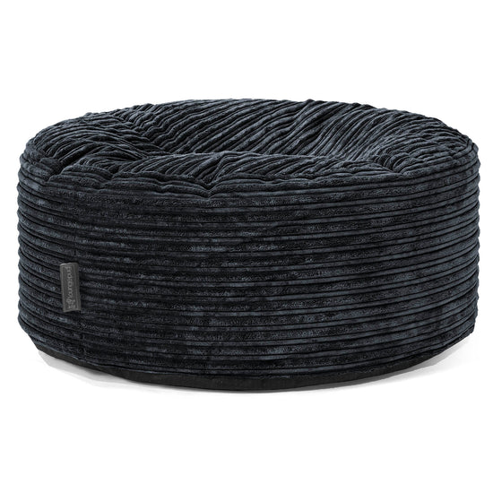 Ronde Poef - Corduroy Zwart 01
