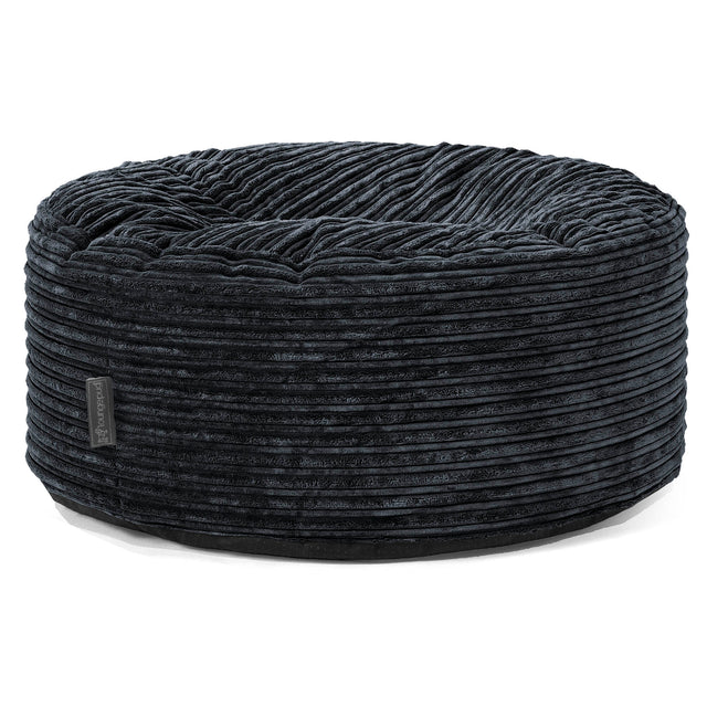 Ronde Poef - Corduroy Zwart 01