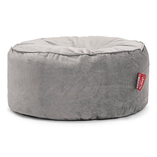 Ronde Poef - Fluweel Zilver 01