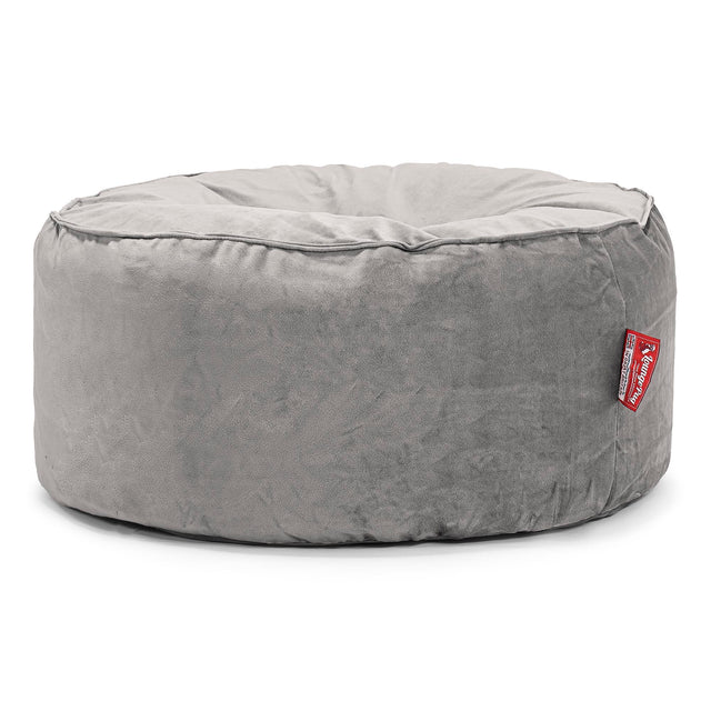 Ronde Poef - Fluweel Zilver 01