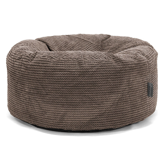 Ronde Poef - Pompom Chocolade 01