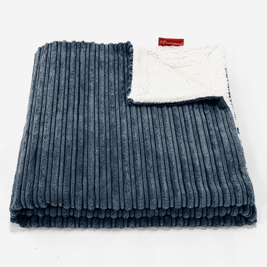 Sherpa-sprei / Deken - Corduroy Marineblauw 01