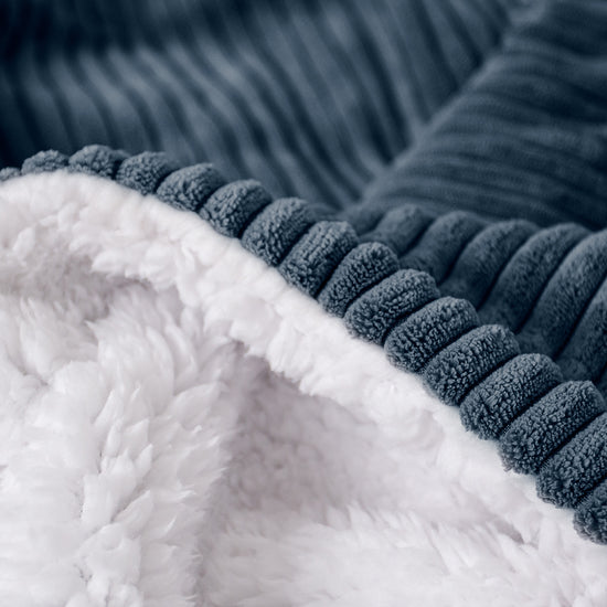Sherpa-sprei / Deken - Corduroy Marineblauw 04