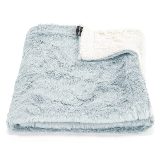Sherpa-sprei / Deken - Nepkonijnenbont Stoffig Blauw 01