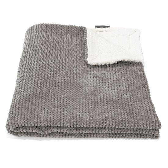 Sherpa-sprei / Deken - Pompom Antraciet 01