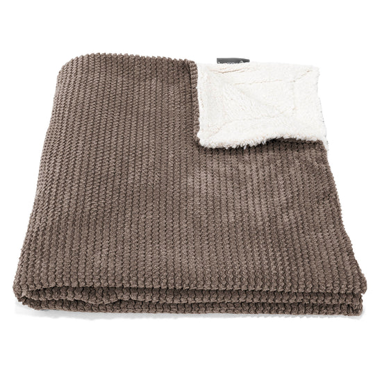 Sherpa-sprei / Deken - Pompom Chocolade 01