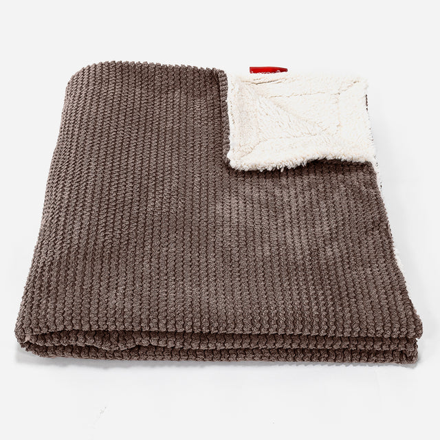 Sherpa-sprei / Deken - Pompom Chocolade 01