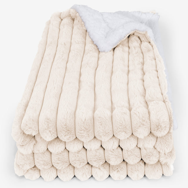 Sherpa-sprei / Deken - Ultra Pluche Corduroy Crème 01