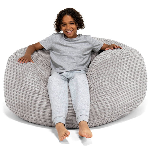 Ultracomfortabele Supersized Kinderzitzak 6-14 jaar oud - Corduroy Aluminium Zilver 01