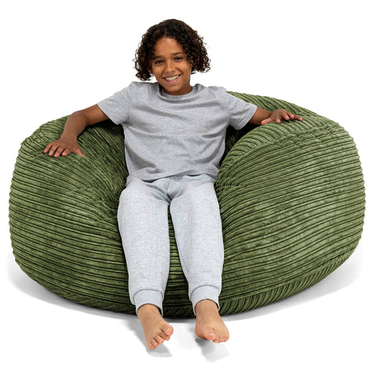 Ultracomfortabele Supersized Kinderzitzak 6-14 jaar oud - Corduroy Bosgroen 01