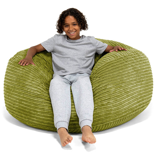 Ultracomfortabele Supersized Kinderzitzak 6-14 jaar oud - Corduroy Limoengroen 01