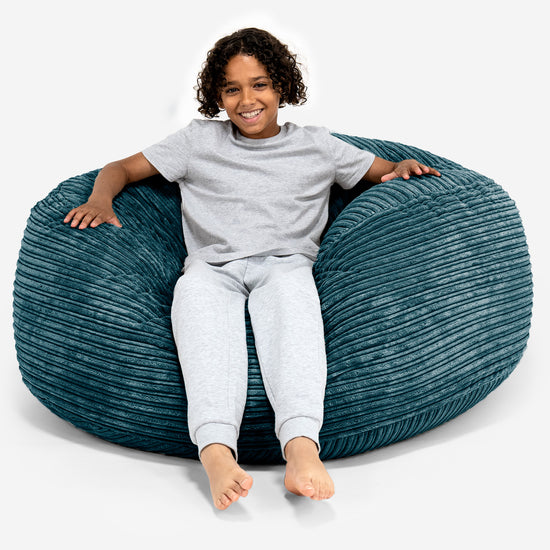Ultracomfortabele Supersized Kinderzitzak 6-14 jaar oud - Corduroy Teal 01