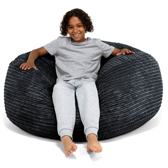 Ultracomfortabele Supersized Kinderzitzak 6-14 jaar oud - Corduroy Zwart 01