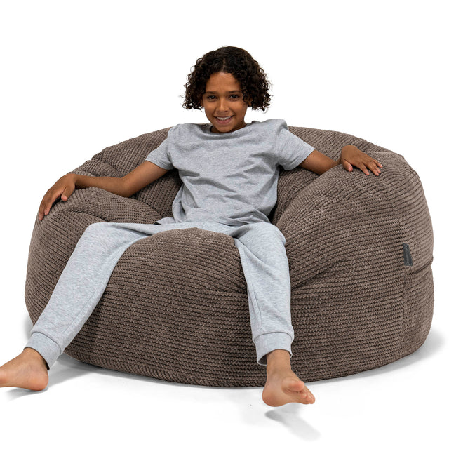 Ultracomfortabele Supersized Kinderzitzak 6-14 jaar oud - Pompom Chocolade 01