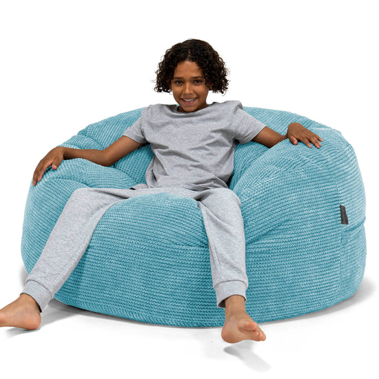Ultracomfortabele Supersized Kinderzitzak 6-14 jaar oud - Pompom Petrol 01