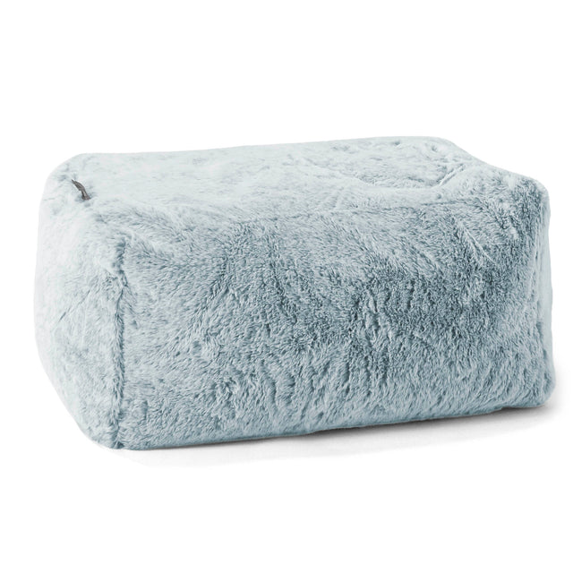 Voetenbank Poef - Nepkonijnenbont Stoffig Blauw 01