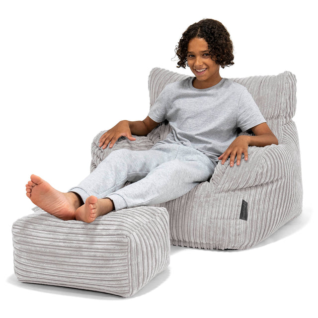 Zitbankfauteuil voor Tieners 6-14 jaar oud - Corduroy Aluminium Zilver 01