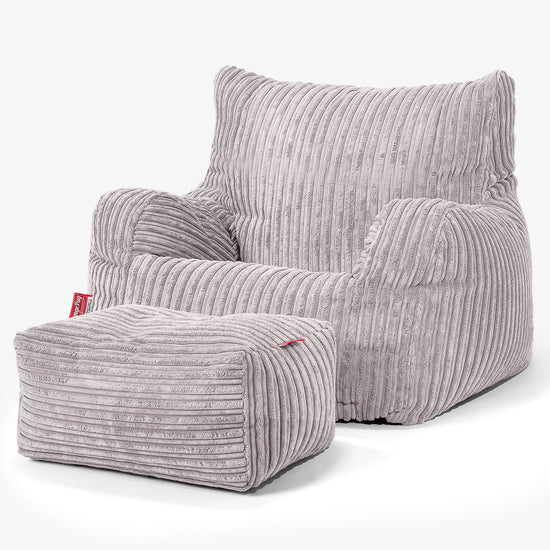 Zitbankfauteuil voor Tieners 6-14 jaar oud - Corduroy Aluminium Zilver 03