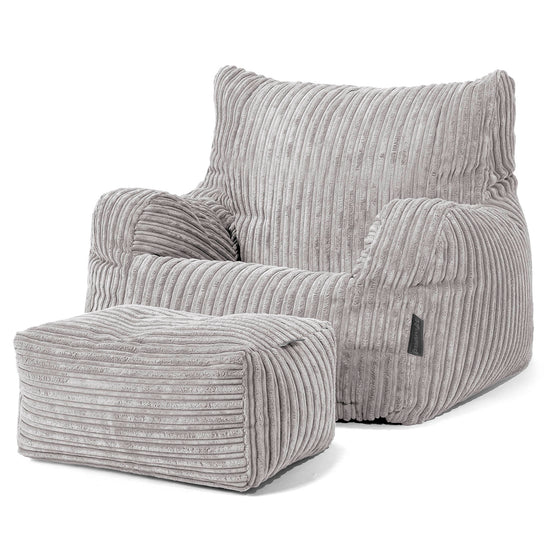 Zitbankfauteuil voor Tieners 6-14 jaar oud - Corduroy Aluminium Zilver 03