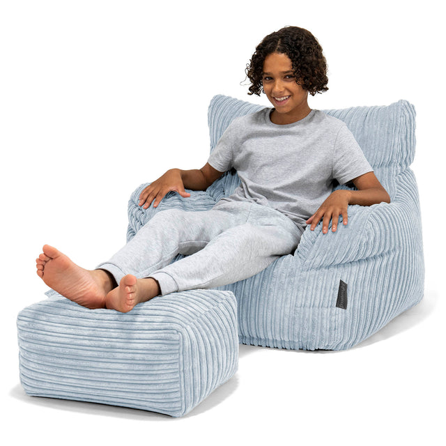 Zitbankfauteuil voor Tieners 6-14 jaar oud - Corduroy Baby Blauw 01