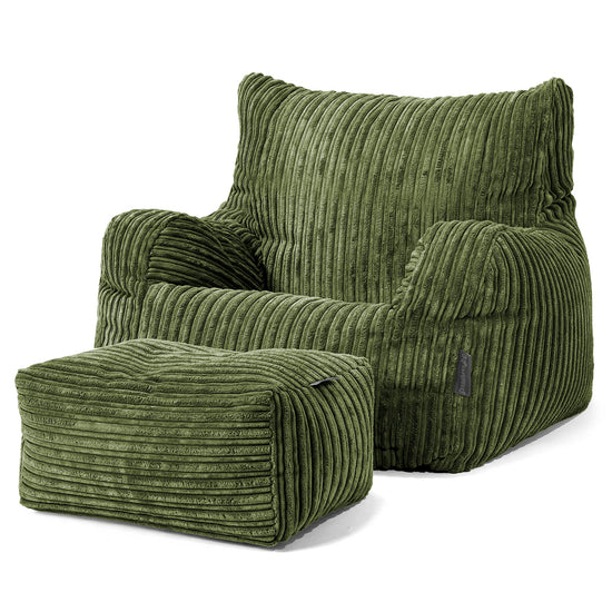 Zitbankfauteuil voor Tieners 6-14 jaar oud - Corduroy Bosgroen 03