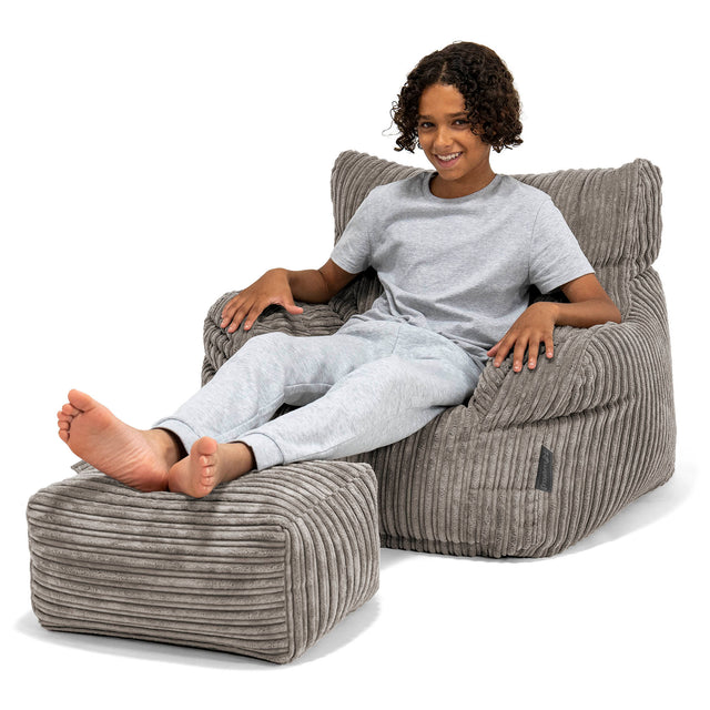 Zitbankfauteuil voor Tieners 6-14 jaar oud - Corduroy Graphite Grijs 01