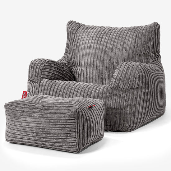 Zitbankfauteuil voor Tieners 6-14 jaar oud - Corduroy Graphite Grijs 03