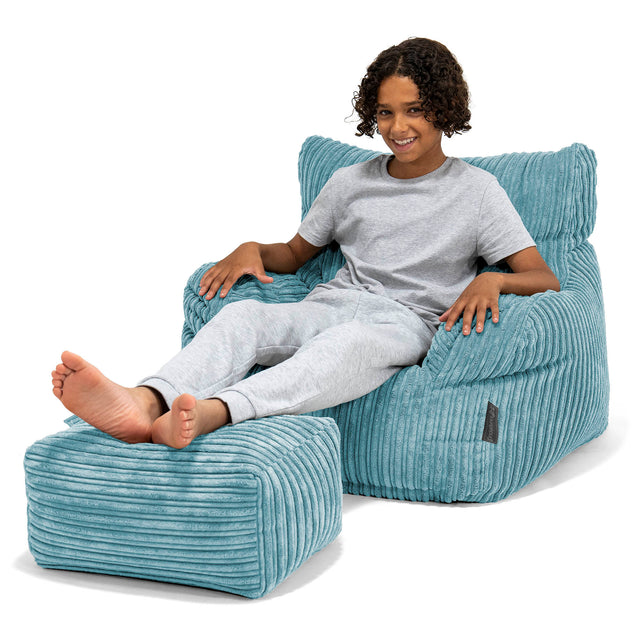 Zitbankfauteuil voor Tieners 6-14 jaar oud - Corduroy Petrol 01