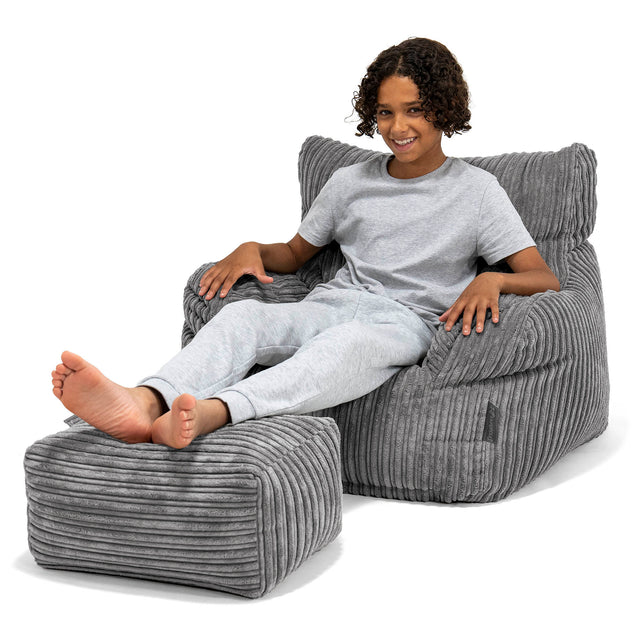 Zitbankfauteuil voor Tieners 6-14 jaar oud - Corduroy Steelgrijs 01