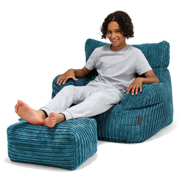 Zitbankfauteuil voor Tieners 6-14 jaar oud - Corduroy Teal 01