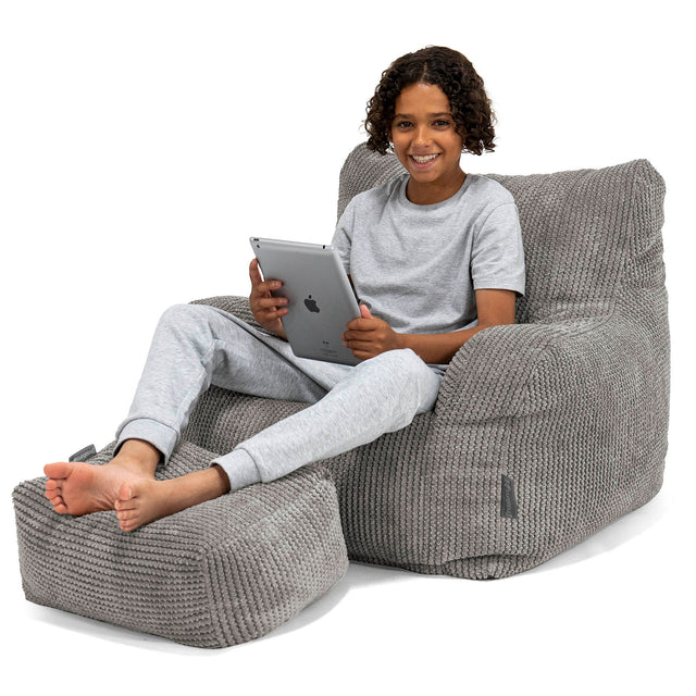 Zitbankfauteuil voor Tieners 6-14 jaar oud - Pompom Antraciet 01