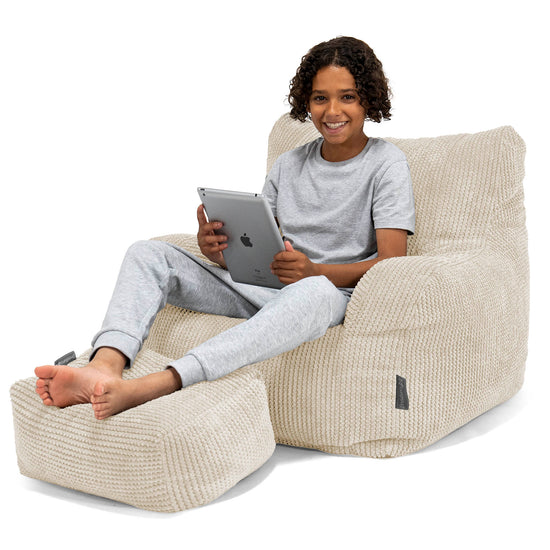 Zitbankfauteuil voor Tieners 6-14 jaar oud - Pompom Crème 01